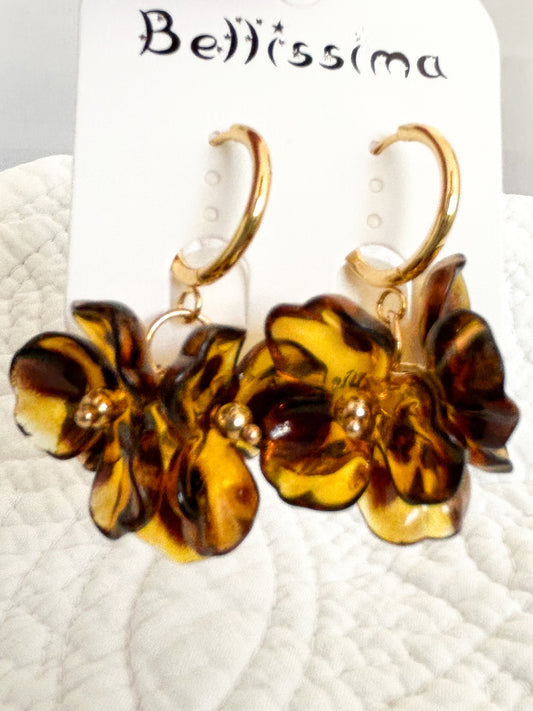 Boucle d'oreilles Florales Léopard